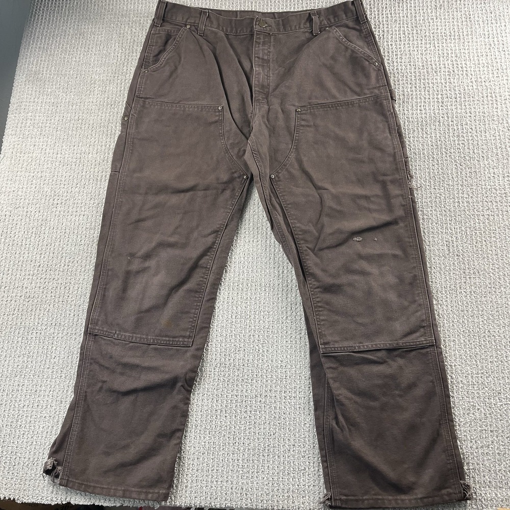 Carhartt B136 DKB Double Knee Duck Canvas Work Pants Brown Men 40x32 (Fit 39x31)